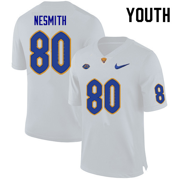 Youth #80 Isaiah Nesmith Pitt Panthers College Football Jerseys Sale-White